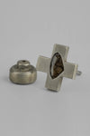 Parts of Four Plus Earring Series Collection Handmade Cross Earrings PS4-1035-2-DA+DIA-0 12mm Dirty Silver+Diamond PPOF23